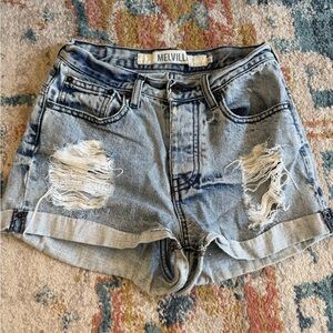 Brandy Melville  Distressed Light Blue Jean Shorts